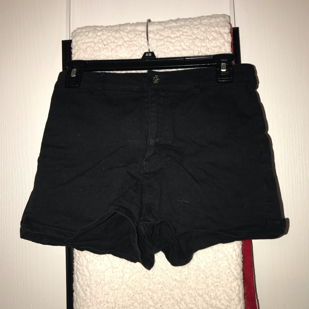 High Waisted Black Jean Shorts